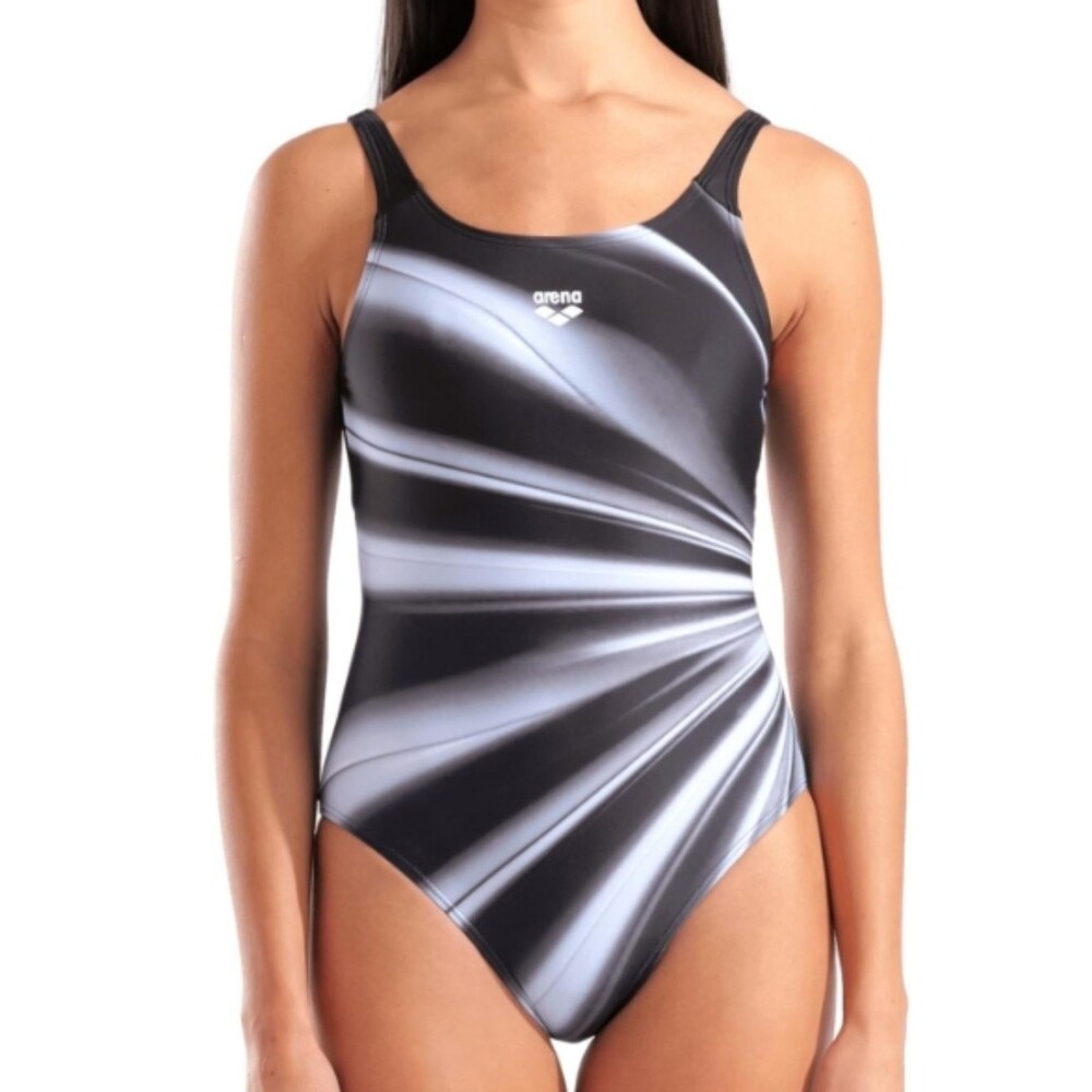 NWT ARENA Glow Swimsuit U Back One Piece Black White Galaxy - Size 40